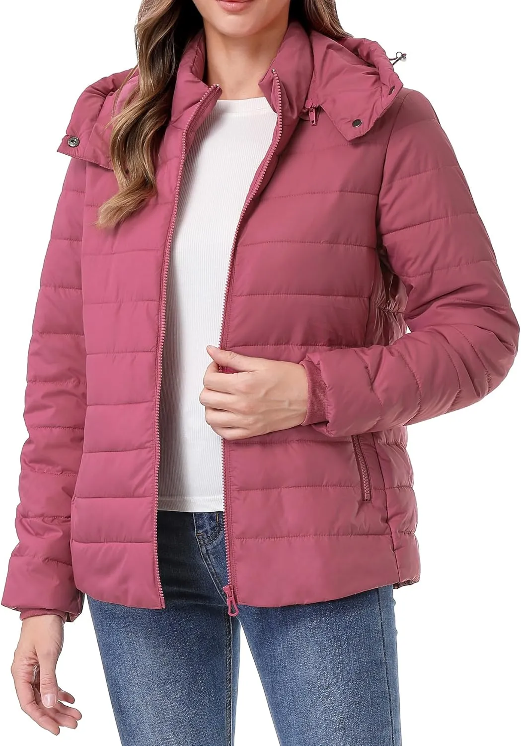 Women's Waterproof Puffer Jacket Quilted Warm Winter Coat Ultra Light Weight Short Down Jacket