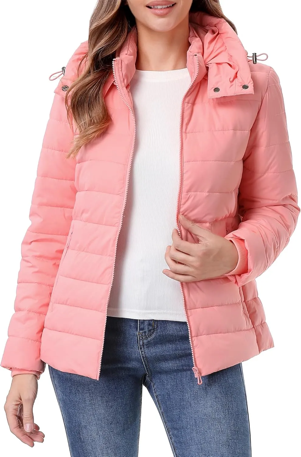 Women's Waterproof Puffer Jacket Quilted Warm Winter Coat Ultra Light Weight Short Down Jacket