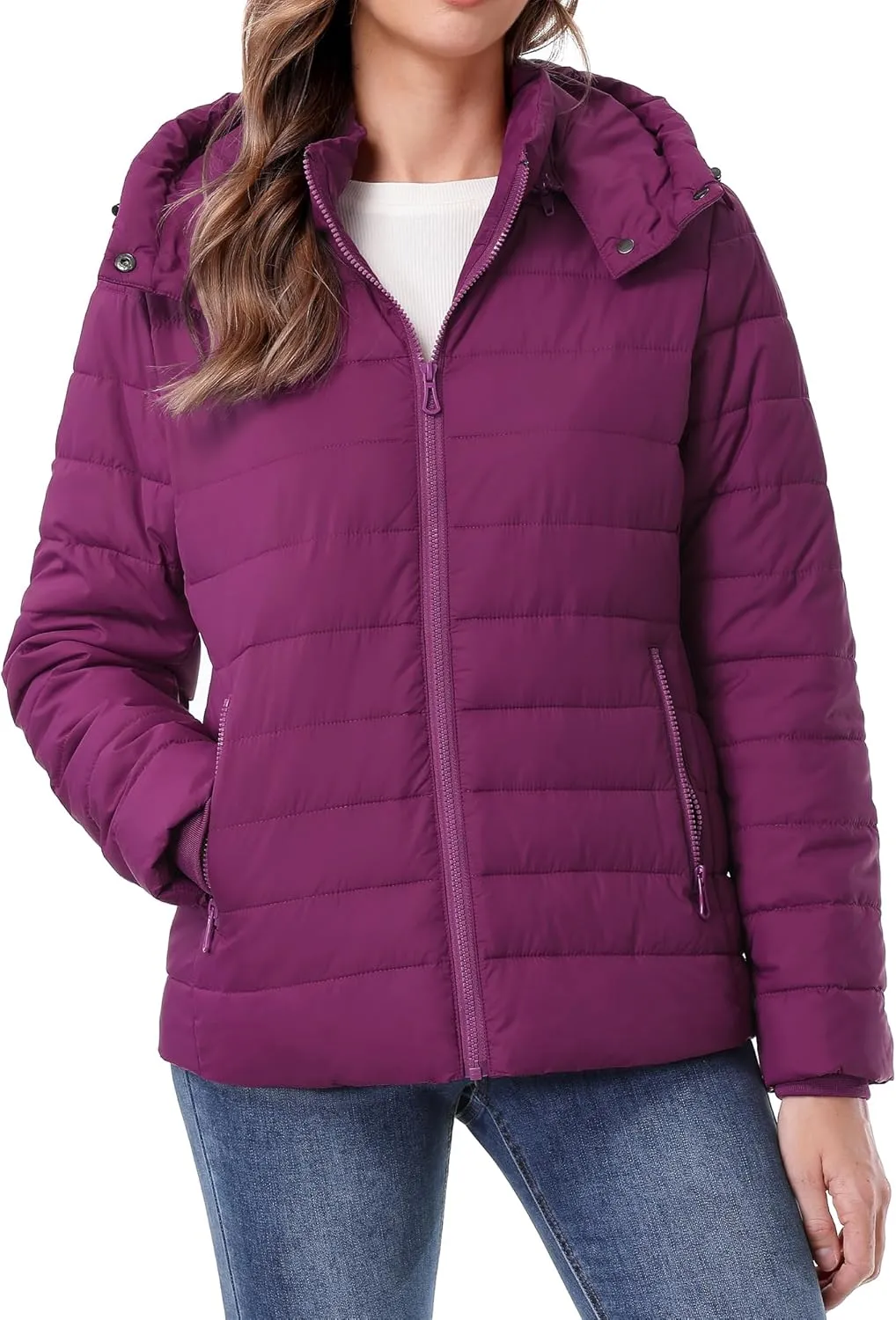 Women's Waterproof Puffer Jacket Quilted Warm Winter Coat Ultra Light Weight Short Down Jacket