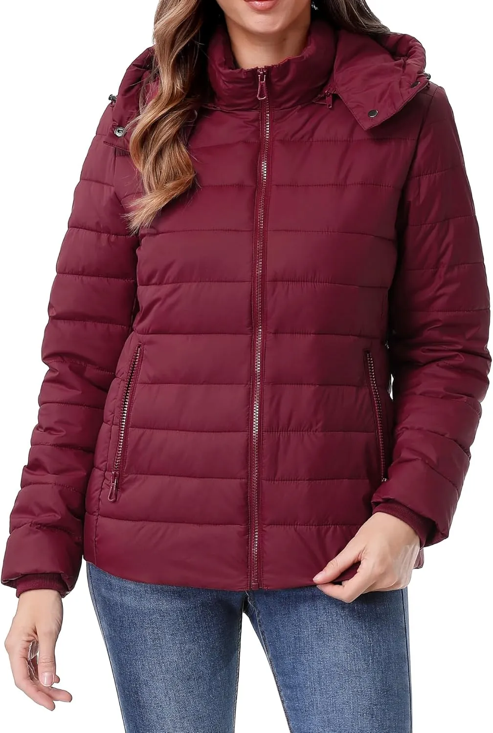 Women's Waterproof Puffer Jacket Quilted Warm Winter Coat Ultra Light Weight Short Down Jacket