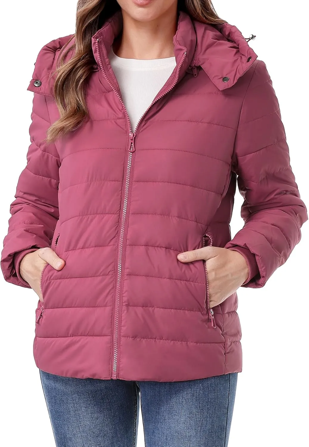 Women's Waterproof Puffer Jacket Quilted Warm Winter Coat Ultra Light Weight Short Down Jacket