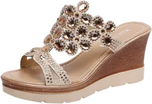 Womens Wedge Sandals Leather Sandals Open Toe Flatform Wedge Casual Sandal Womens Orthopedic with Arch Support Summer Open Toe Wedges Summer Hiking