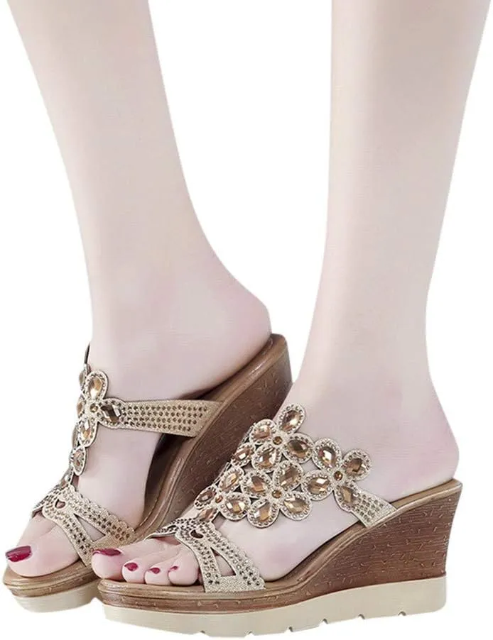 Womens Wedge Sandals Leather Sandals Open Toe Flatform Wedge Casual Sandal Womens Orthopedic with Arch Support Summer Open Toe Wedges Summer Hiking