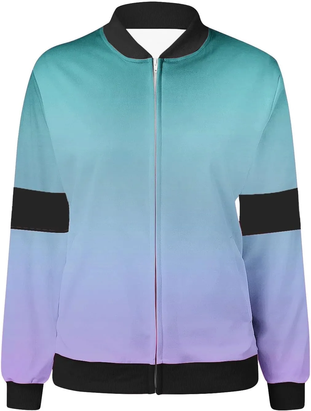 Womens Winter Coats 2024 Fashion Gradient Zipper Jackets Long Sleeve Casual Tops with Pockets Outerwear