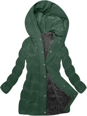 Womens Winter Coats Fleece Lined Down Jacket Thicken Puffer Coat Warm Quilted Jackets Heavyweight Button Outerwear