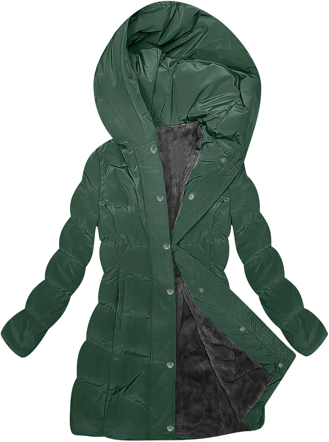 Womens Winter Coats Fleece Lined Down Jacket Thicken Puffer Coat Warm Quilted Jackets Heavyweight Button Outerwear