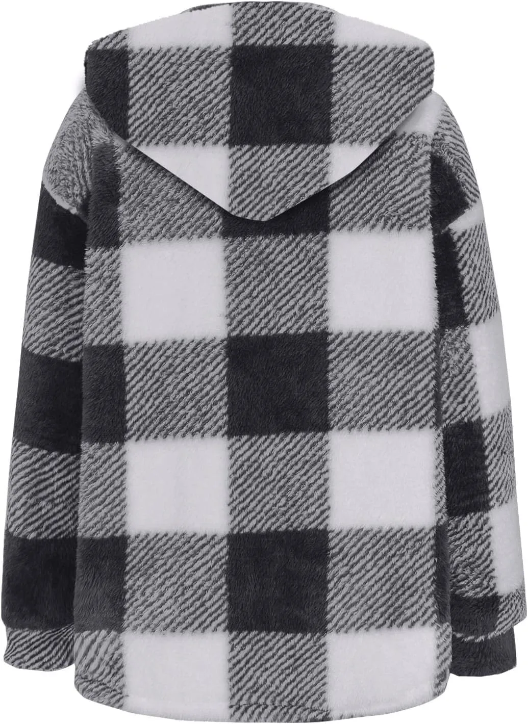Womens Winter Coats Warm Plush Hooded Jackets Zip Up Button Cardigan Trendy Plaid Fleece Fuzzy Outerwear