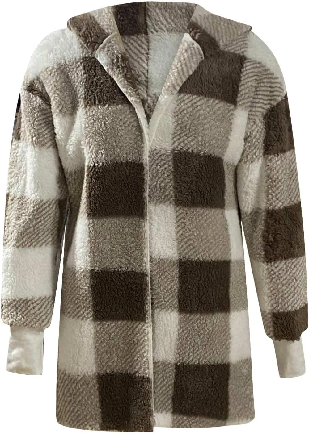 Womens Winter Coats Warm Plush Hooded Jackets Zip Up Button Cardigan Trendy Plaid Fleece Fuzzy Outerwear
