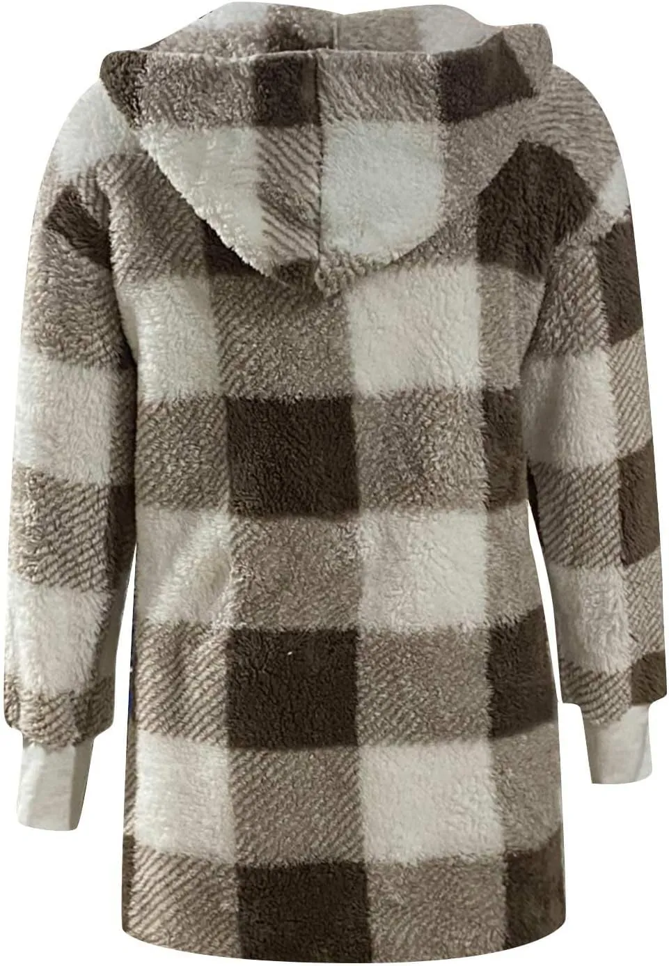 Womens Winter Coats Warm Plush Hooded Jackets Zip Up Button Cardigan Trendy Plaid Fleece Fuzzy Outerwear