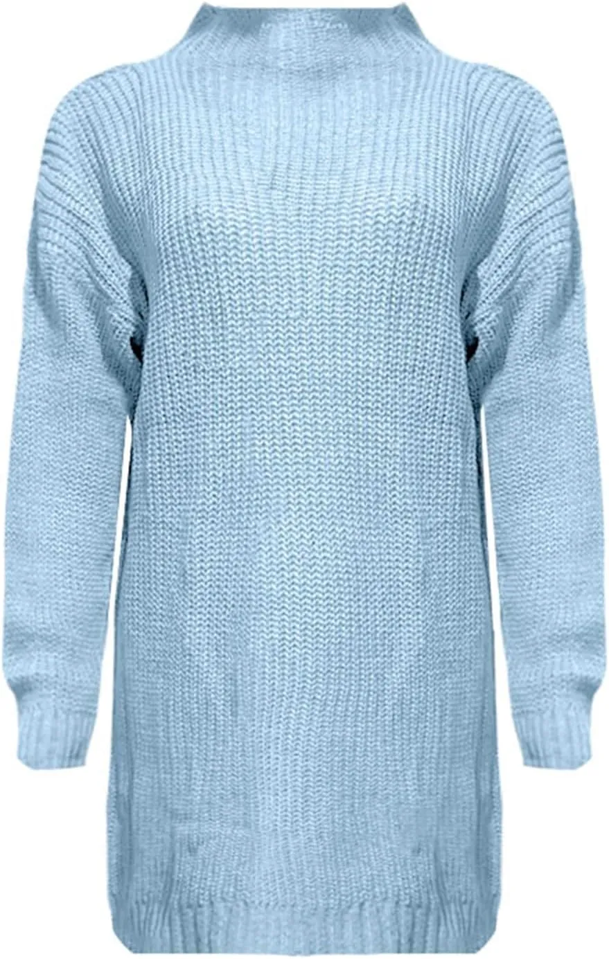 Womens Winter Knitted Sweater Turtleneck Oversized Long Sleeve Sweater Dress 2024 Plus Size Tunic Pullover Fall Dress