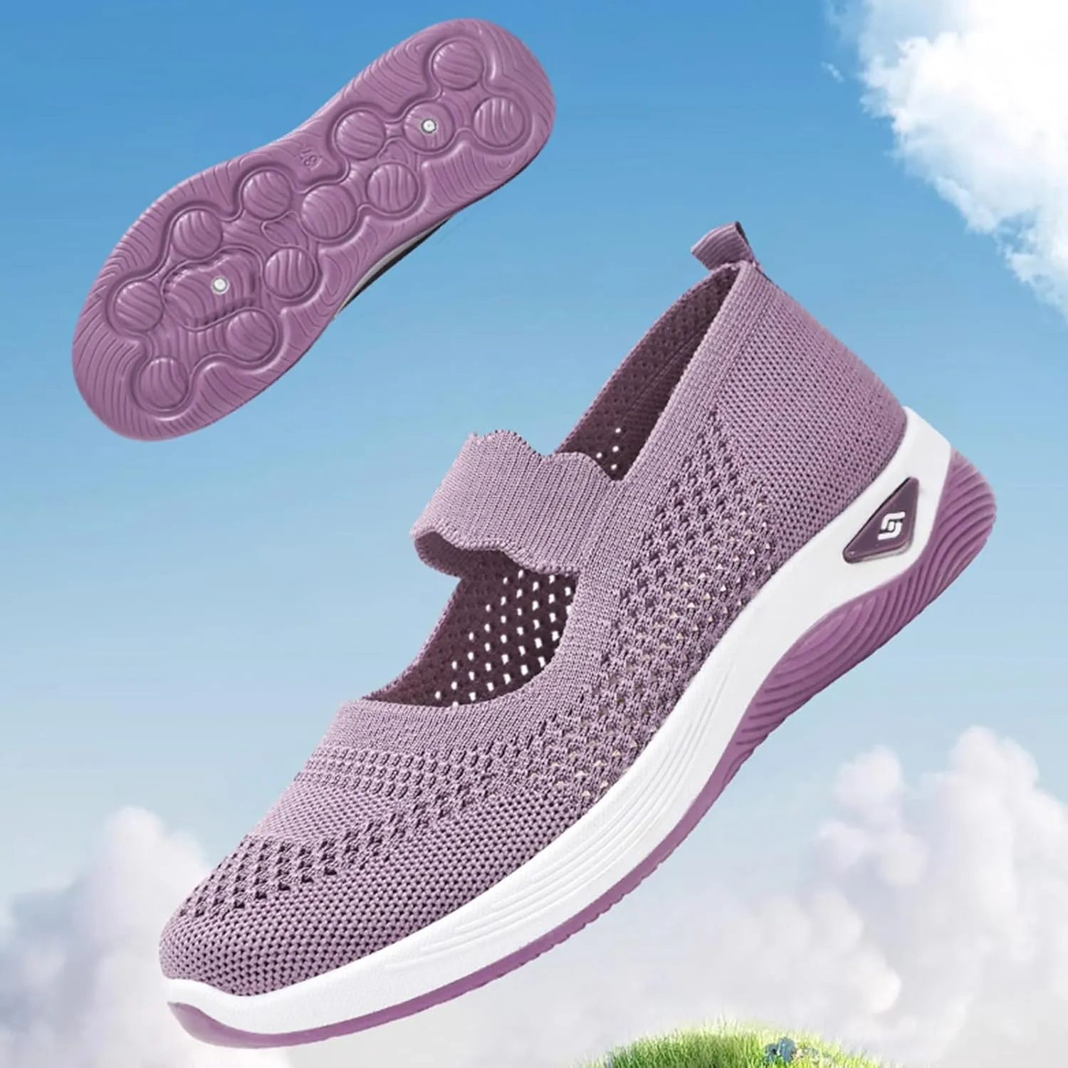 Women's Woven Orthopedic Breathable Soft Shoes Comfortable Breathable Knitted Diabetic Soft Sole Walking Sneakers Slip On Gym Shoes for Women Indoor Outdoor