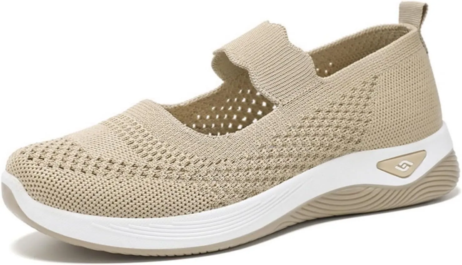 Women's Woven Orthopedic Breathable Soft Shoes Comfortable Breathable Knitted Diabetic Soft Sole Walking Sneakers Slip On Gym Shoes for Women Indoor Outdoor