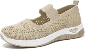 Women's Woven Orthopedic Breathable Soft Shoes Comfortable Breathable Knitted Diabetic Soft Sole Walking Sneakers Slip On Gym Shoes for Women Indoor Outdoor