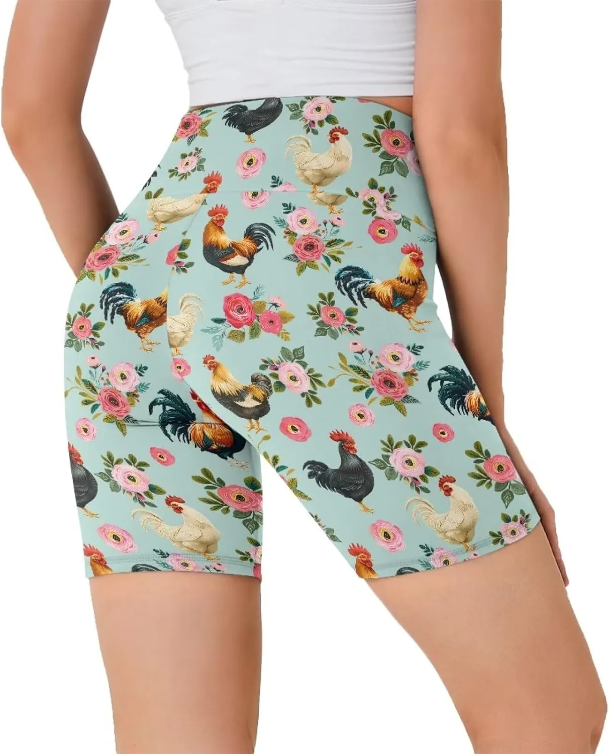 Xhuibop Biker Shorts Women High Waist Yoga Shorts Seamless Workout Shorts Tummy Control Running Shorts Spandex Shorts Womens