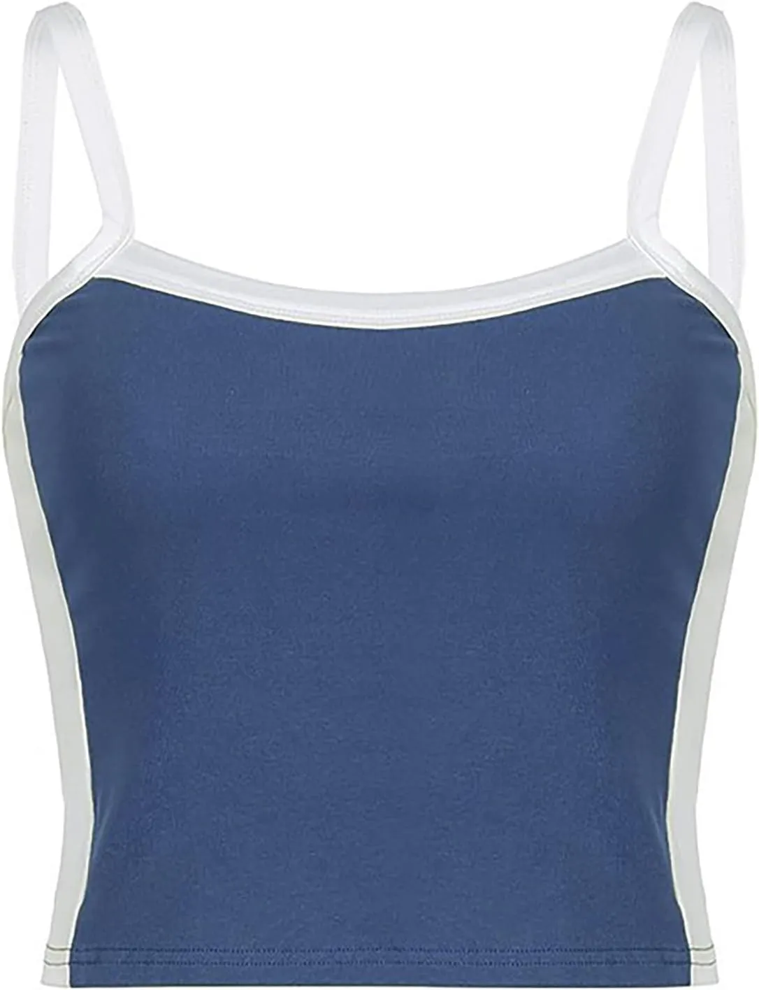 Xineicy Y2K Crop Tops for Women Contrast Trim Vintage Tank Tops Sleeveless Crew Neck Slimming Cute Cami Tops