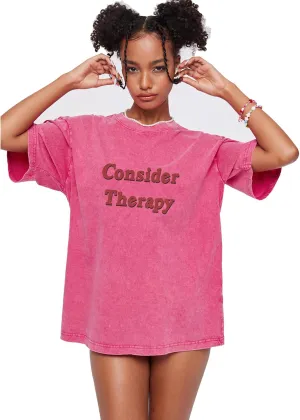 Y2K Oversized Graphic Tees for Women - Consider Therapy Acid Washed Vintage Unisex Tee Short Sleeve Streetwear Tops