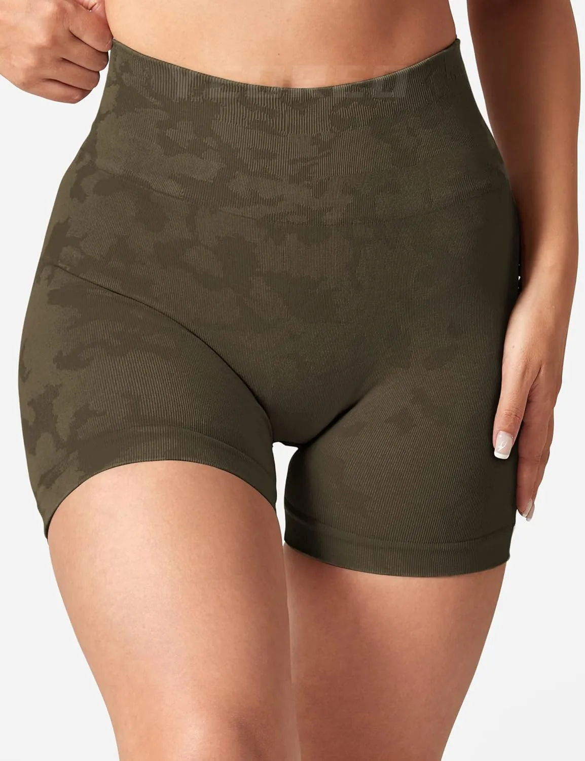 YEOREO Kali Women Scrunch Shorts 3.6" Camo Workout Shorts Seamless High Waisted Gym Shorts Booty Shorts