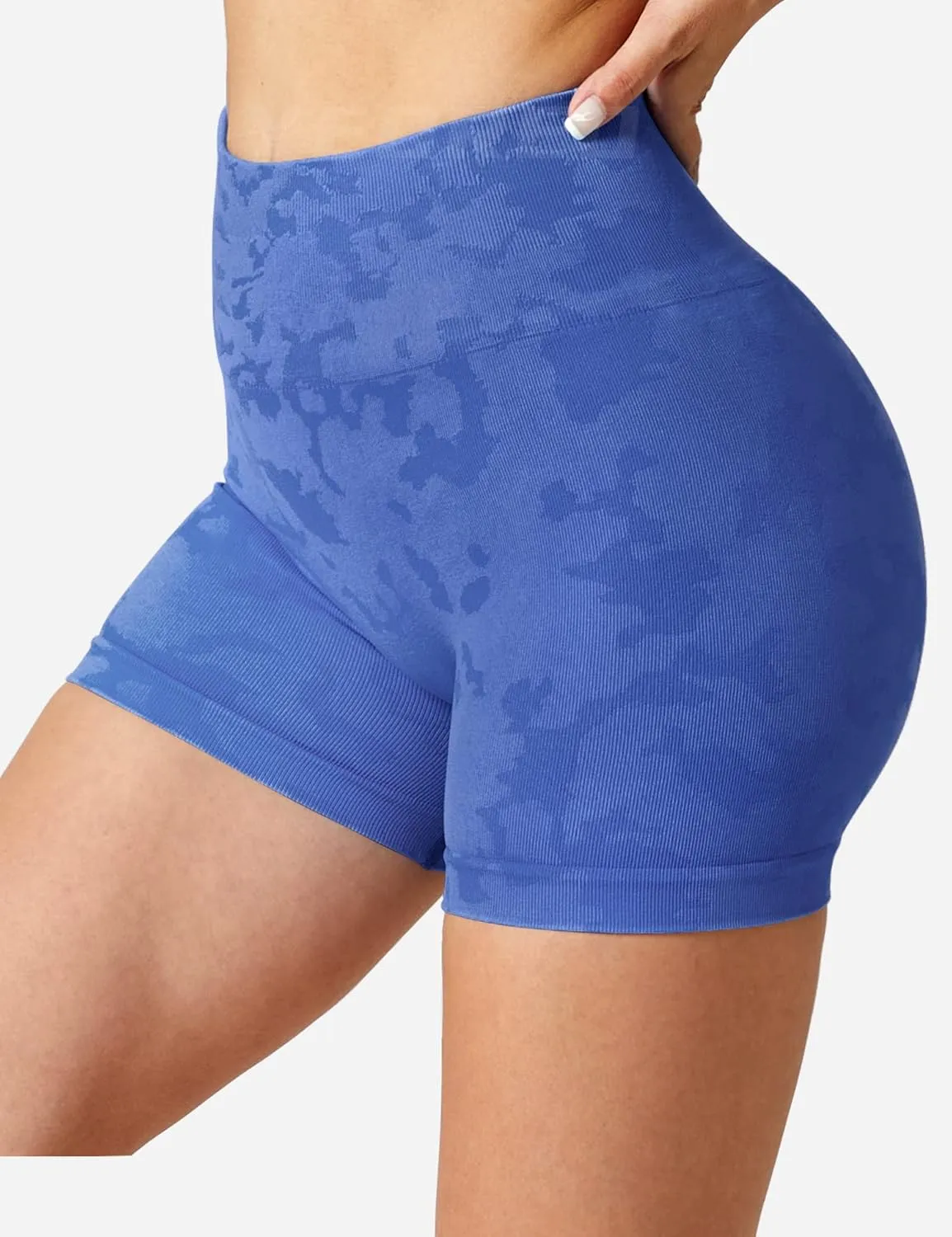 YEOREO Kali Women Scrunch Shorts 3.6" Camo Workout Shorts Seamless High Waisted Gym Shorts Booty Shorts