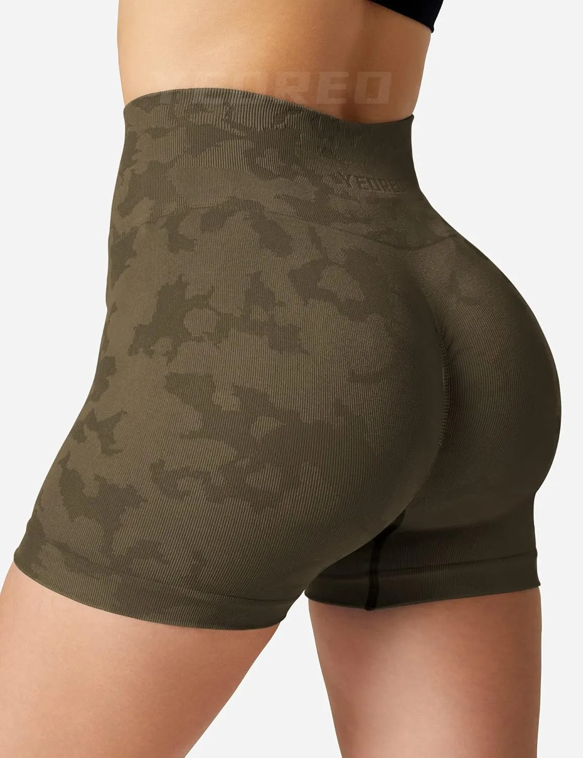 YEOREO Kali Women Scrunch Shorts 3.6" Camo Workout Shorts Seamless High Waisted Gym Shorts Booty Shorts