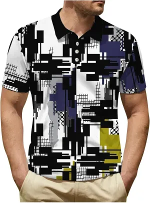Ymosrh Men's Casual Polo Shirts Short Sleeve Shirts Casual Stylish Collared Shirts Golf T Shirts, S-3XL