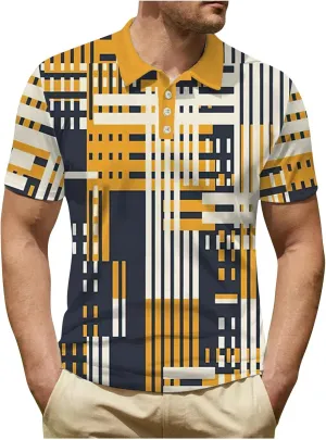 Ymosrh Men's Casual Polo Shirts Short Sleeve Shirts Casual Stylish Collared Shirts Golf T Shirts, S-3XL