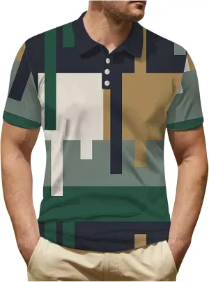 Ymosrh Men's Casual Polo Shirts Short Sleeve Shirts Casual Stylish Collared Shirts Golf T Shirts, S-3XL