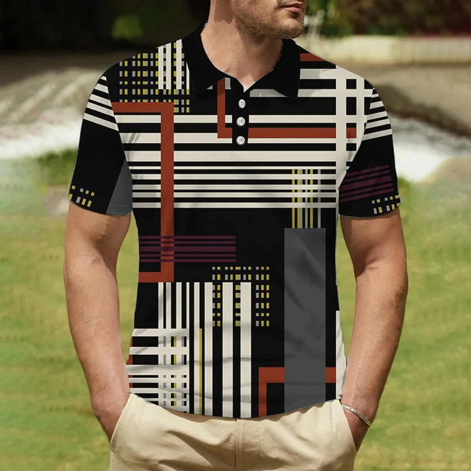 Ymosrh Men's Casual Polo Shirts Short Sleeve Shirts Casual Stylish Collared Shirts Golf T Shirts, S-3XL