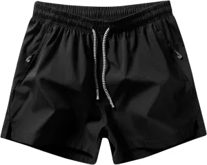 Yyclothing Mens Drawstring Shorts Mens Workout Shorts Waist Zipper Pocket Shorts Solid Color Casual Shorts