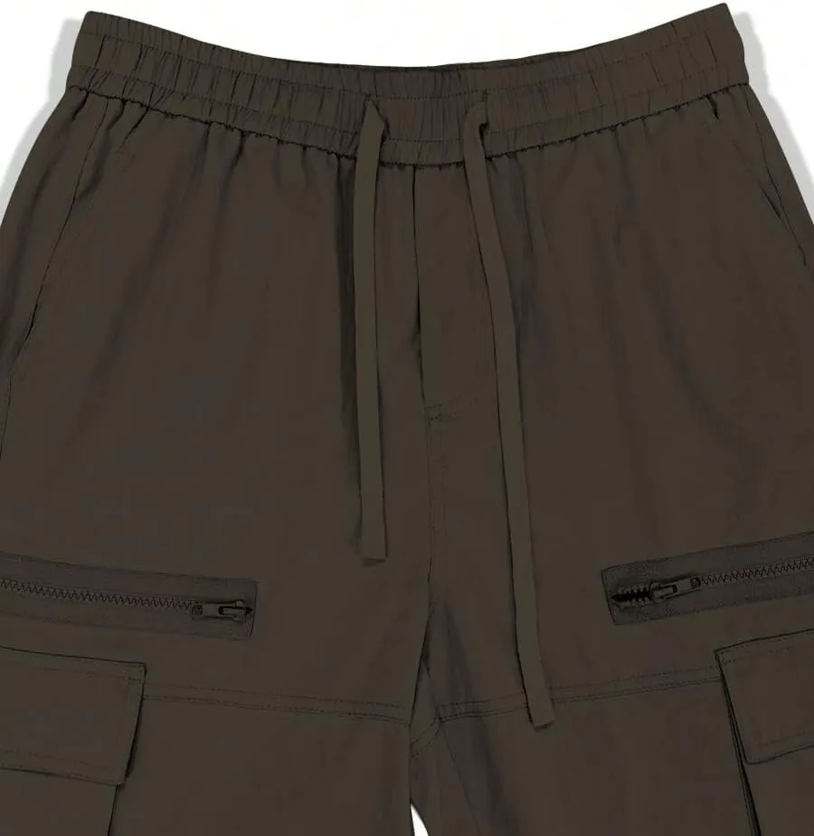 ZAFUL Men's Wild Cargo Pants Loose Fit Y2K Pants Drawstring Casual Hiking Pants Pocket Zipper Design Straight Trousers