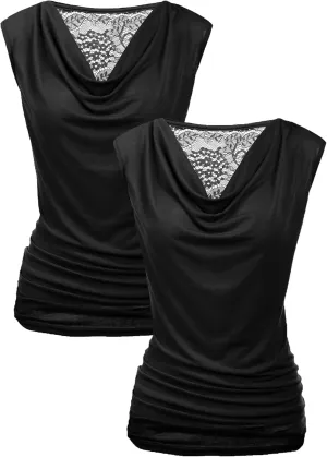 Zeagoo Womens Tank Tops 2 Pack Trendy Going Out Tops Sleeveless Shirts Ruched Business Casual Basic Tunic Tops Outfits
