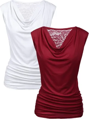 Zeagoo Womens Tank Tops 2 Pack Trendy Going Out Tops Sleeveless Shirts Ruched Business Casual Basic Tunic Tops Outfits