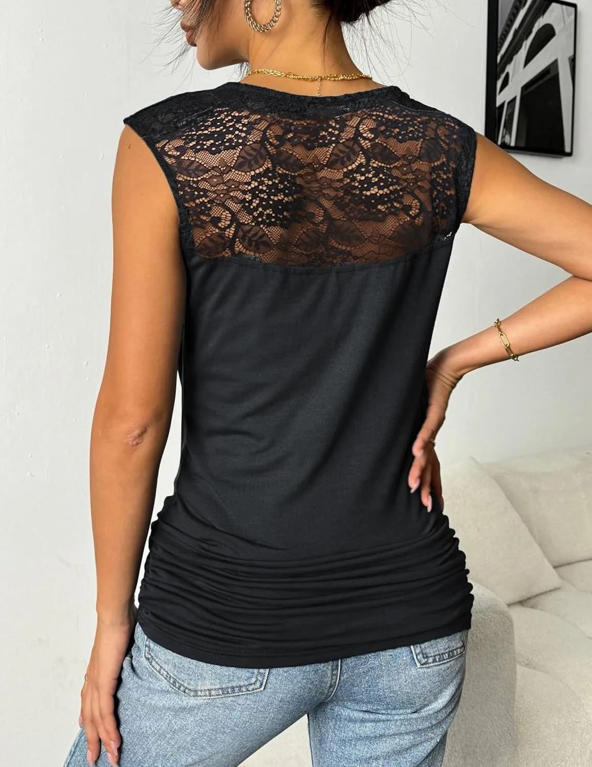 Zeagoo Womens Tank Tops 2 Pack Trendy Going Out Tops Sleeveless Shirts Ruched Business Casual Basic Tunic Tops Outfits