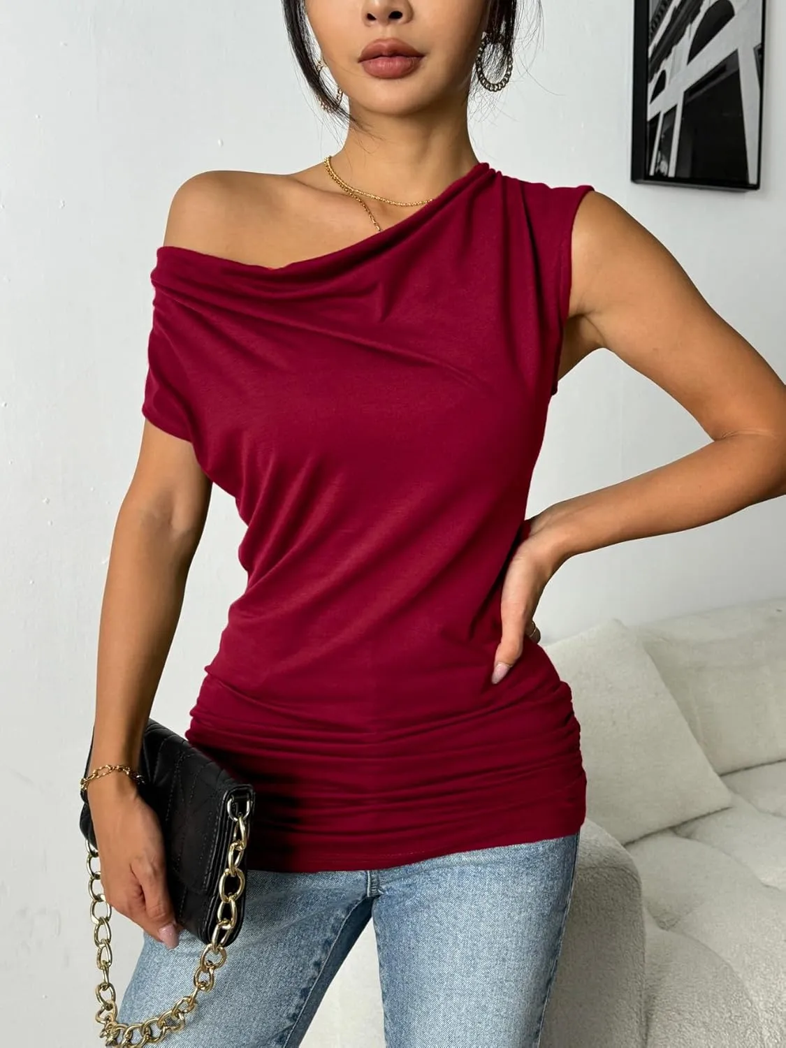 Zeagoo Womens Tank Tops 2 Pack Trendy Going Out Tops Sleeveless Shirts Ruched Business Casual Basic Tunic Tops Outfits