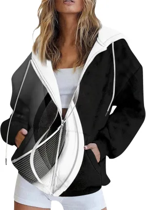 Zip Up Hoodie Women Long Sleeve Sweatshirts 2024 Fall Outfits Oversized Hoodies Casual Fashion Jackets