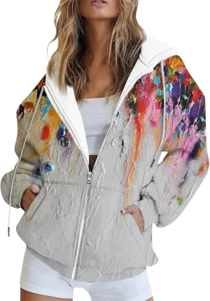 Zip Up Hoodie Women Long Sleeve Sweatshirts 2024 Fall Outfits Oversized Hoodies Casual Fashion Jackets