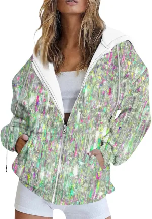 Zip Up Hoodie Women Long Sleeve Sweatshirts 2024 Fall Outfits Oversized Hoodies Casual Fashion Jackets