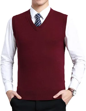 ZUEVI Men's Sweater Vest Classic V-Neck Knitted Pullover Sweaters Tops Sleeveless Relaxed Fit Knitwear Vests