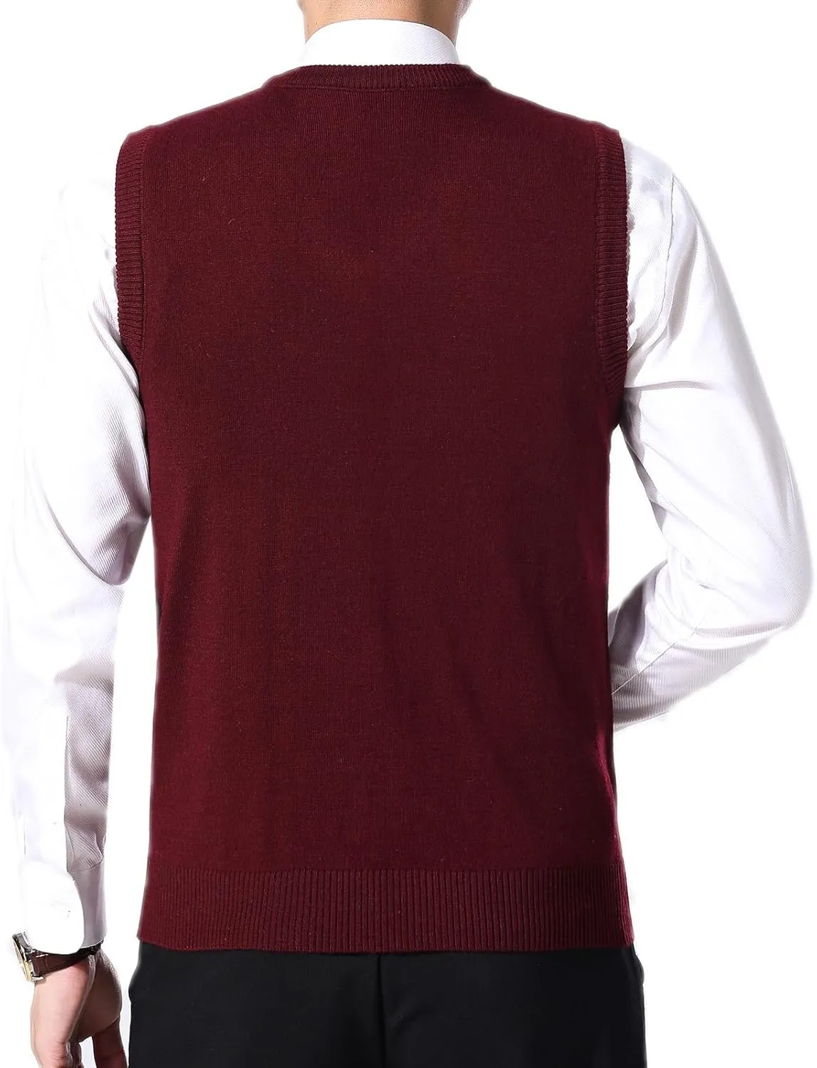 ZUEVI Men's Sweater Vest Classic V-Neck Knitted Pullover Sweaters Tops Sleeveless Relaxed Fit Knitwear Vests