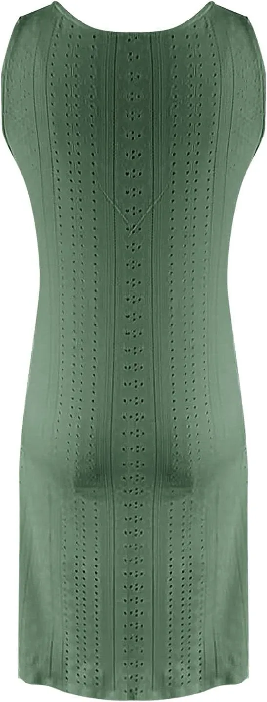 ZYXTIM Women's Summer 2024 Casual Sundress Sleeveless Eyelet Embroidery Mini Dress V Neck Floral Printed Flowy Beach Sundress